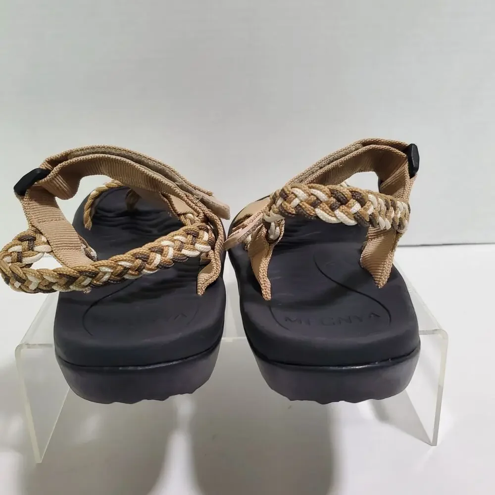 Sport Sandals Tan Womens 9 Arch Support Walking Toe Loop Ankle Strap MEGNYA 39 - Picture 3 of 13